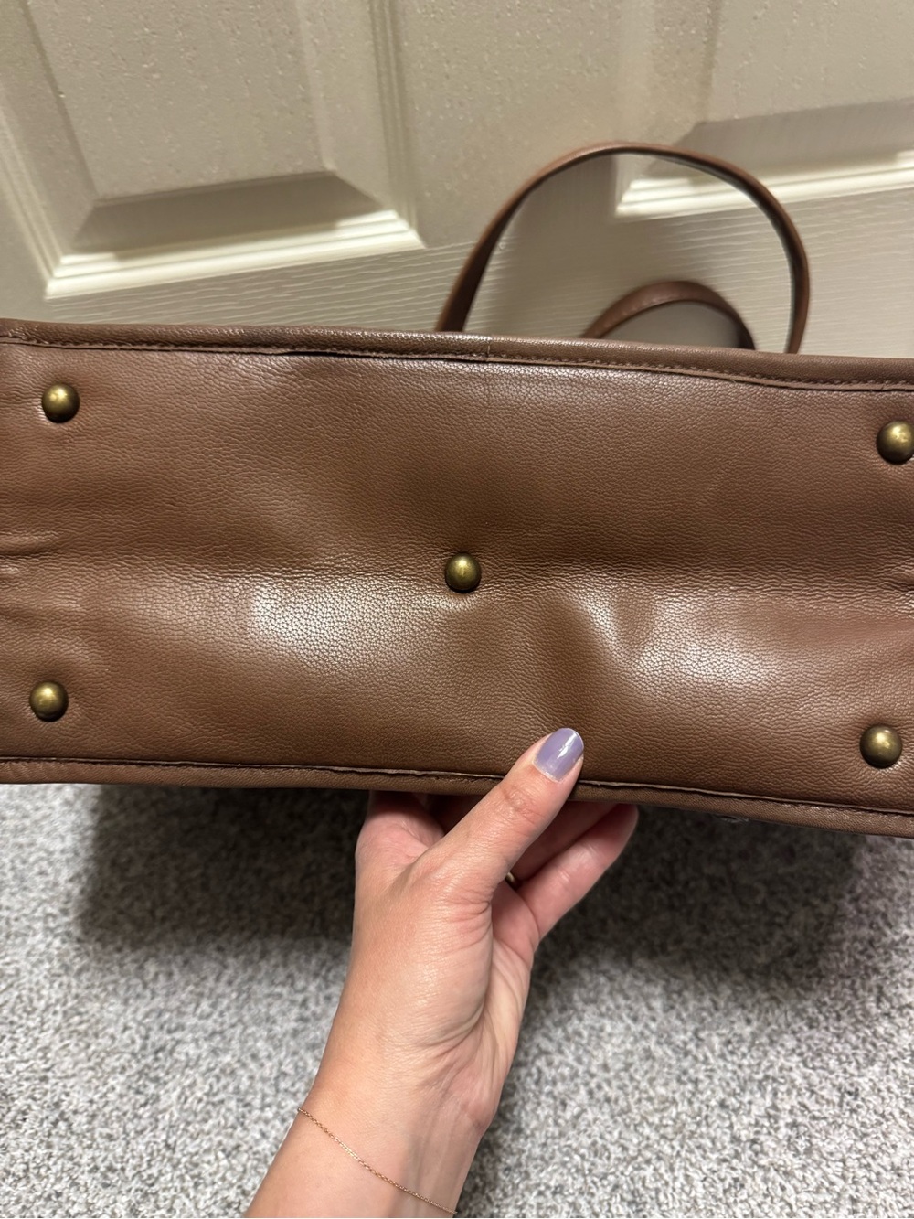 Frye Classic Brown Leather Tote Bag - Women's Everyday Shoulder Bag - Picture 3 of 4